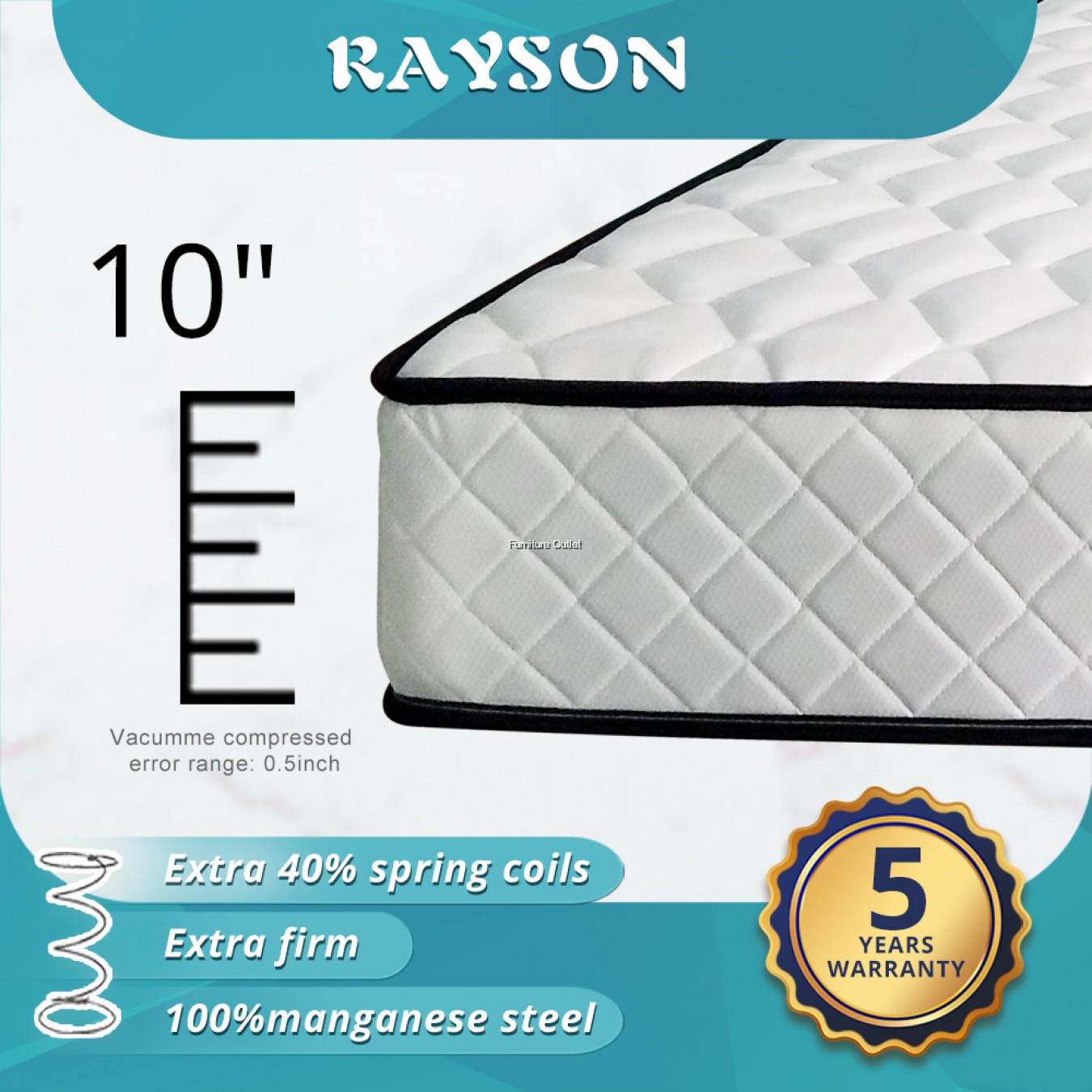 VICTORIA GREY + QUEEN MATTRESS + 6'' SINGLE MATTRESS